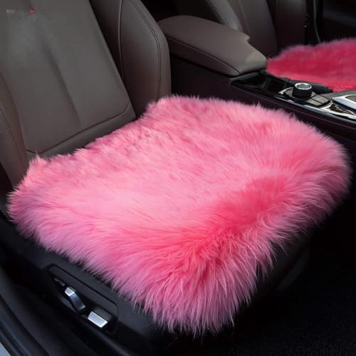 Winter Warmth: Universal Sheepskin Seat Cushion Cover - Natural Wool, for Cars, Trucks, SUVs & Vans - Cozy & Stylish Driving Companion Front Pink - color: Pink (Patchwork Style), size: Front Seat (18inch*18inch)