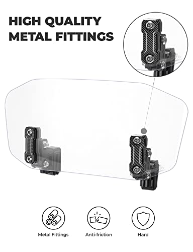 KEMIMOTO Motorcycle Windshield Upgraded Aluminum Metal Heightened Windshield Extension Spoiler Clip Universal Adjustable Extension Clips Clear - color: Clear