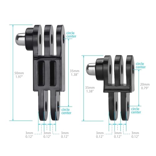 HSU Adjust Arm Straight Joints Mount, Long and Short Same Direction Straight Joints Mount for GoPro Hero 13 12 11 10 9 8 7 6 5 4 3 3+ 2 1, AKASO Campark and Other Action Cameras