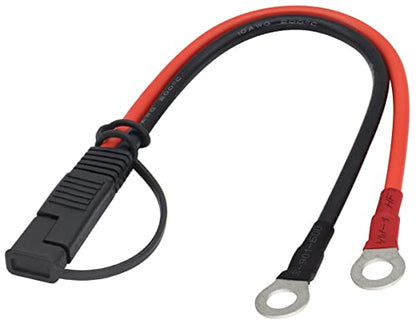 HCFeng10AWG SAE to O Ring Terminal Cable SAE to 2-Pin Quick Disconnect O Ring Terminal Harness Plug Adapter S-A-E Battery Extension Cable for 12V/24V Motor, ATV, Lawn Mower, Cars[30CM/1ft]