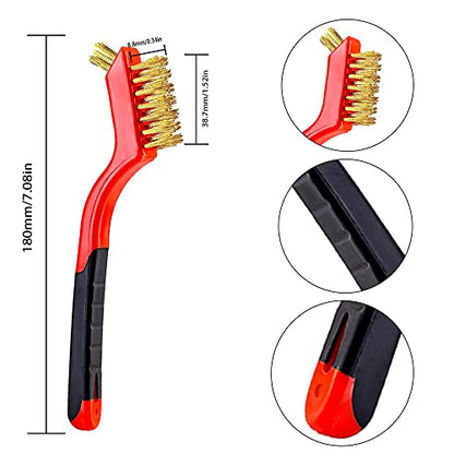 Wire Scratch Brush Set Soft Grip for Rust, Dirt & Paint Scrubbing with Deep Cleaning (18, 18PCS - Brass Wire) - style: 18PCS - Brass Wire