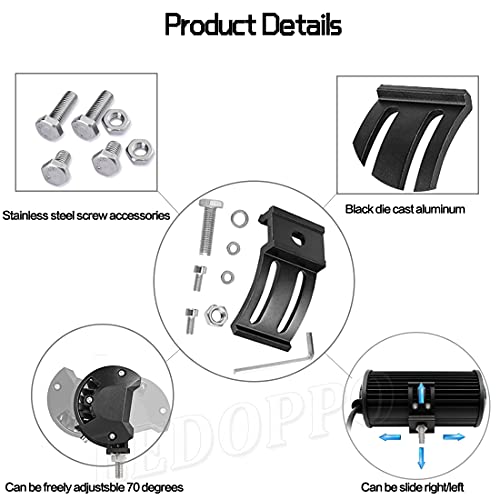 LED Light Bar Mounting Brackets Kit - 2PCS Bottom Mounted Slide Base Bracket Adjustable Universal for LED Pods Work Light Bars, for Jeep Offroad Truck SUV - size: LED Light Bar Adjustable Brackets