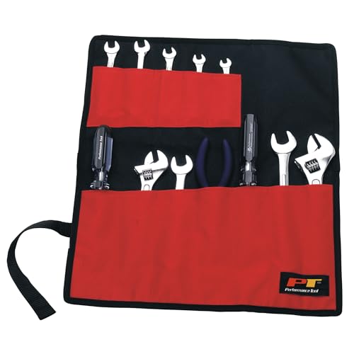 Performance Tool W88990 Heavy Duty Nylon 12 Pocket Tool Pouch with Velcro Fastener and Color Sleeve, Ideal for Automotive and Motorcycle Use - size: 1 Count (Pack of 1)