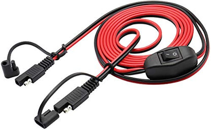 SAE Extension Cable 16 AWG Wire Harness 12V-24V DC SAE to SAE Cable with Switch Quick Connect/Disconnect Snap Action Cable for Motorcycle Cars,Camp Trailer Solar Panels(2.4m/7.8ft-Switch)