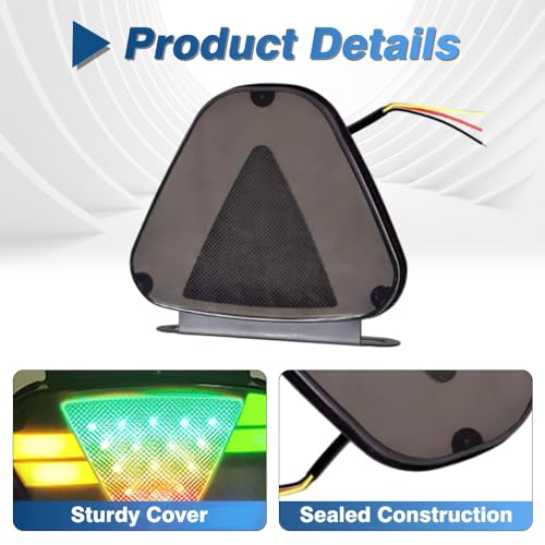 RGB LED Rear Brake Light, 12V-24V DC Warning Flashing Lights Compatible with vehicles such as Cars, Trucks, Motorcycles, and Bikes, 1 pc (Triangle)