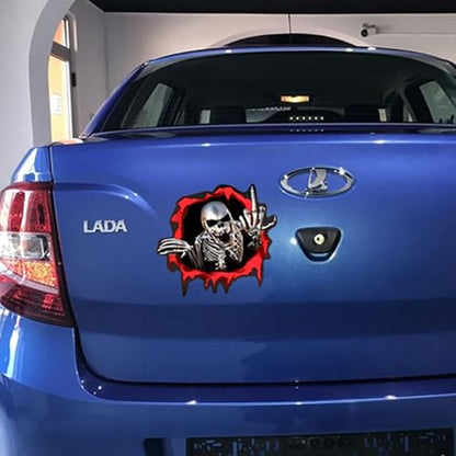 2 Pcs 5.5 x 6 inch Reflective Skull Stickers, Skeletons Decals for Car Trucks Motorcycle