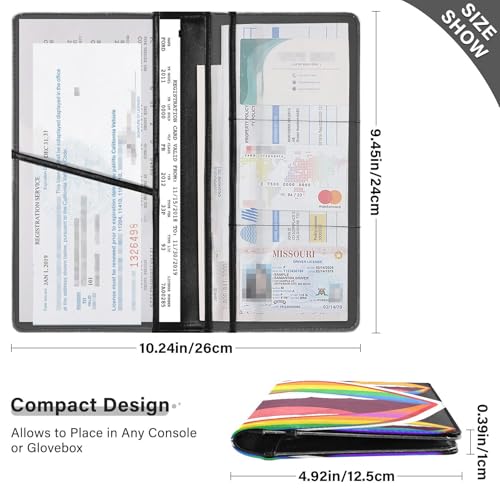 GuoChe Pu Leather Registration and Insurance Card Holder Men Women Document Wallet for any Car, Truck, Motorcycle, Trailer or Boat Rainbow Lips - Lgbt Pride - color: 10
