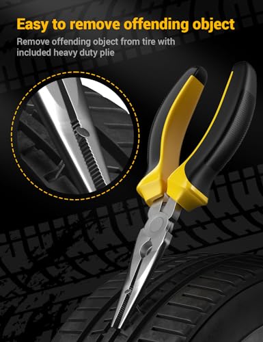 AUTOWN Flat Tire Repair Kit with Air Compressor 54 Pieces for Car, Motorcycle, ATV, Jeep, Truck, Tractor Flat Tire Repair (54PCS)