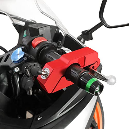 BAIONE Motorcycle Grip Lock Handlebar Throttle Security Lock Anti-Theft Scooters fit for ATV Motorcycles Dirt Street Bike (Red) - color: Red