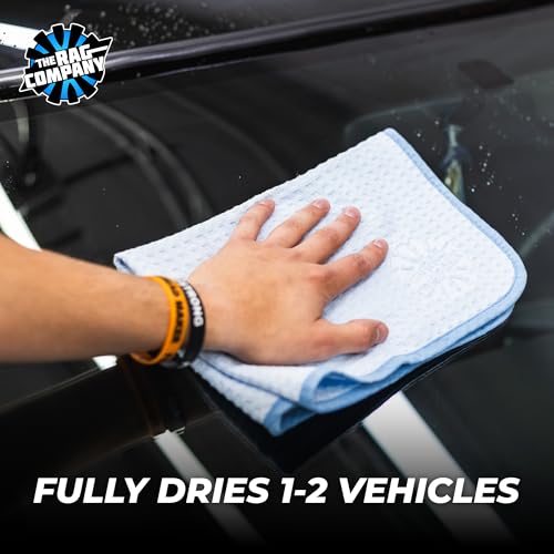 The Rag Company Dry Me A River, Professional Korean 70/30 Blend Microfiber Waffle-Weave Drying & Detailing Towels, Soft Suede Edges, 390 GSM, 16x24 Inches, Light Blue, 3-Pack - color: Light Blue, size: 16in x 24in