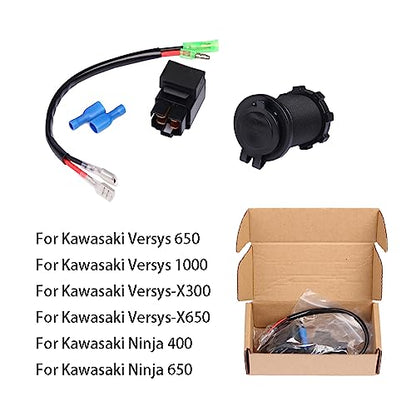 Motorcycle Dual USB Charger with Relay Battery Charger Compatible with Versys650 Versys1000 Ninja400 Ninja650 Versys 650 1000 X300 X650 Ninja 400 650