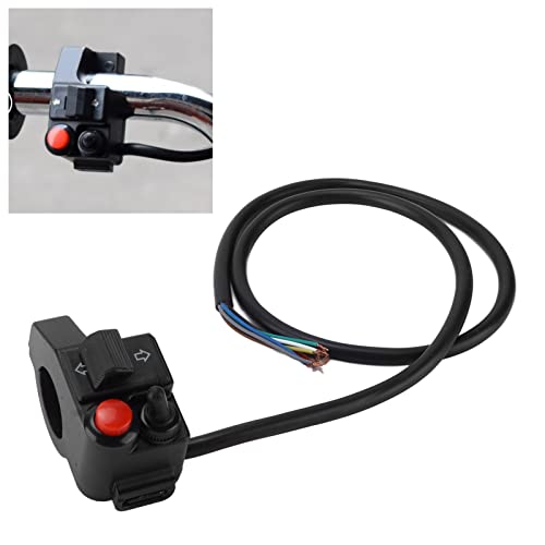 7/8inch Motorcycle Blinker Switch, Motorcycle Blinker Switch, 22mm Left Aluminum Alloy Turn Signal Blinker Push Button with Horn Beam