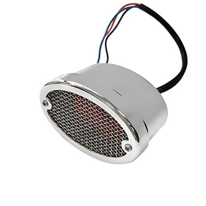 FATECIM Motorcycle Custom Oval-shaped LED Tail Light Cat Eye Rear Running Light Brake Light Stop Light Red Lens Integrated License Plate Lamp Universal Fit for Motorcycle/Cruisers/Bikes(Chrome) - color: 3036-Chrome