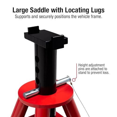 Sunex 1310 10-Ton Medium Height Pin Type Jack Stands, Pair, Red - style: 10 Ton Medium