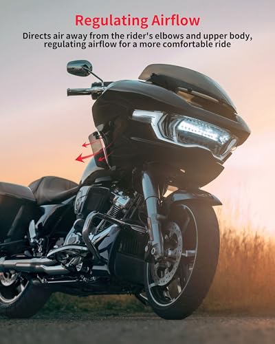 Adjustable Side Wings Wind Air Deflector Fairing for Road Glide 24-26, Smoked Wind Deflectors Fairing Side Shield for Harley FLTRXSE 23-26 FLTRT FLTRXL 2026-later Accessory