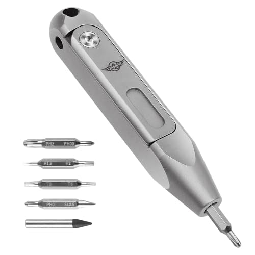 OKNIFE Otacle D1 Titanium Small EDC Multi Bit Pocket Screwdriver, 9 in 1 Mini Precision Screwdriver Set, S2 Steel Magnetic Bits for Work or Daily Use - color: Titanium-grey