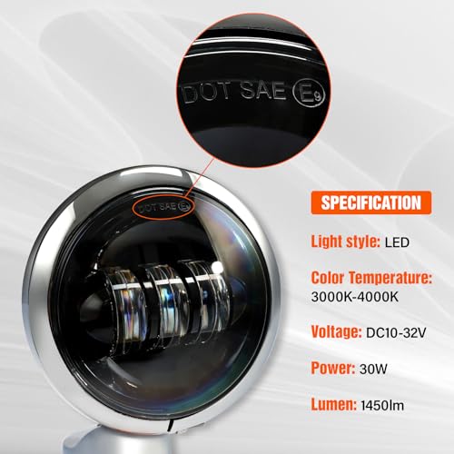 XFMT Motorcycle 4.5" Auxiliary Spot Fog Light LED Turn Signal Light W/Bracket For Harley Touring Road King 1994-Later Electra Glide 1997-Later Street Glide FLHX 2006-Later, Chrome + Black - color: Chrome + Black