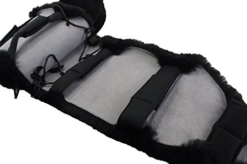 Full Genuine Merino Sheepskin Western Saddle Seat Saver with Extra Long Flap - color: black