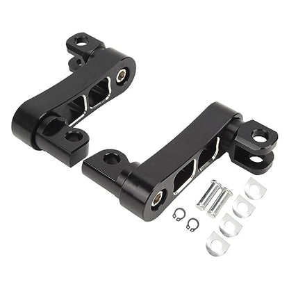 Motorcycle Foot Peg Highway Bracket – 360° Adjustable Aluminum Extension for Touring (Black White) - color: Black White