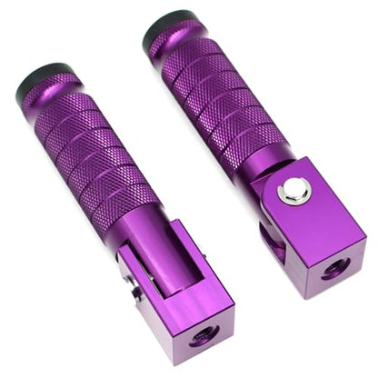 Purple Motorcycle Bicycle Folding Foot Pegs 90 Degree Foldable Electric Motorbike Ebike For Super73 S2/ZX/RX/R/S Passenger Footrests Rearsets Rear Set Footpegs foot Rest Pedals M8 Install Bolts - color: Purple-Foldable