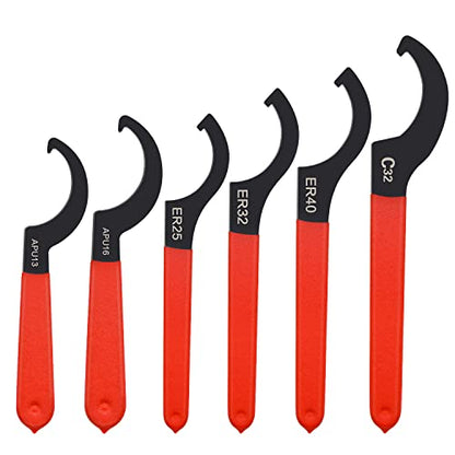 Mdvora 6pcs Coilover Spanner Wrench Set, C-Shape Shock Spanner Hook Wrench Tools, for Suspension System and Shock Adjustment - color: 6pcs