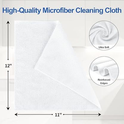 Microfiber Cleaning Cloth, 12 Pack White Cleaning Rags,12" X 11" Lint Free Dish Towels Wash Cloths, Reusable Microfiber Towels for Home and Kitchen Bathroom Apartment Cleaning Supplies - color: White, size: 12 Pack