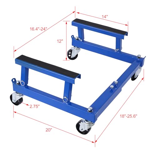 ATV Motorcycle Engine Cradle Dolly with 4 Swivel Casters, Steel Frame Cycle Engine Cradle Dolly 1500lbs, Heavy Duty Racks for Motorcycle Maintenance, Engine Stand (Blue) - color: Blue