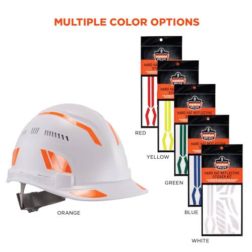 Ergodyne Skullerz 8961 Reflective Hard Hat Stickers, Safety Helmet Strips, Hard Hat Accessories Adhesive Sticker Decal Kit