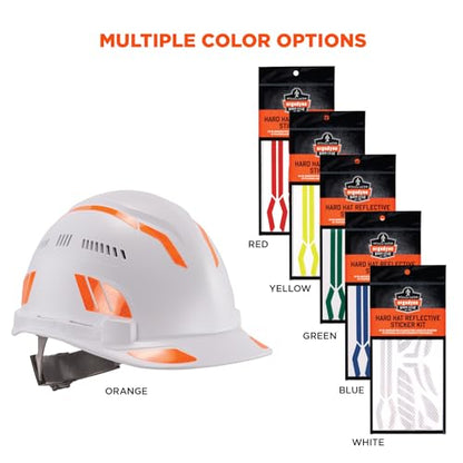 Ergodyne Skullerz 8961 Reflective Hard Hat Stickers, Safety Helmet Strips, Hard Hat Accessories Adhesive Sticker Decal Kit