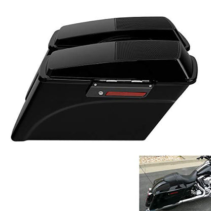 TCMT Hard Saddlebags Trunk W/ 6x9 Speaker Lid Latch Key & Liners Carpet Insert Fits For Harley Touring Models CVO Road Glide Road King Street Glide Electra Glide Ultra Classic 1994-2013 - color: Vivid Black Black Latches(6x9 Dual Speaker Lid)