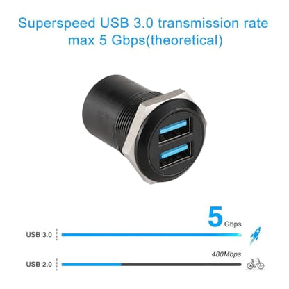 PENGLIN 5PCS Dual USB 3.0 Adapter, USB Panel Mount Bulkhead Connector, Support High-Speed Data Transfer and Charging,Compatible with Car,PC,TV,Laptop,Phone - size: 5PCS(USB3.0)