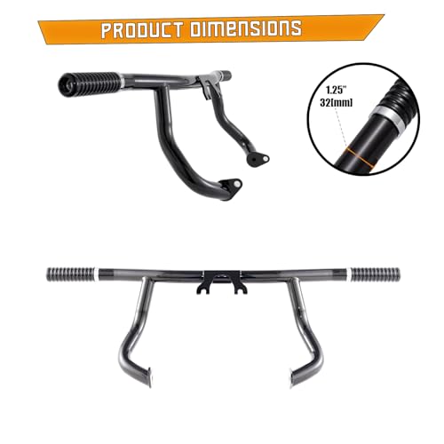 Kinglemc Flat-Out Crash Bar Engine Guard Highway Freeway Bar for Harley Davidson Road King Street Glide Road Glide Touring 2014-2025 (Gloss Black) - color: Gloss Black, size: 2014-2025 All Touring Models