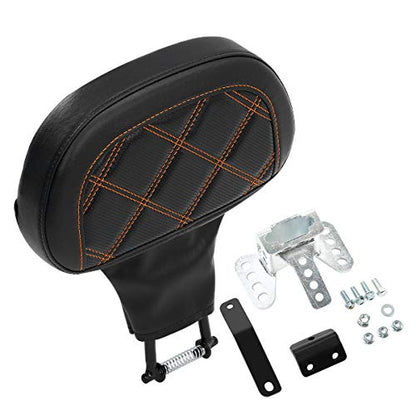 C.C. RIDER Rider Backrest Pad, Rider Sissy Bar fit for Harley 2009-later Touring Road King Street Glide Road Glide CVO Custom Bikes - color: Rider Backrest Black Orange