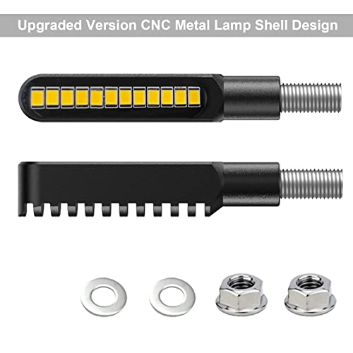 Kinstecks 4PCS Motorcycle Indicators Flowing Turn Signal Lights Motorbike Turning Indicators 12V 12LED for Motorcycle Motorbike LED Amber