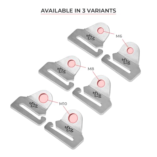 ViaTerra Quick Release Motorcycle Strap Hooks |Heavy Gauge Stainless Steel Mounting Brackets, Universal Fit, Set of 2 (M6) - size: M6