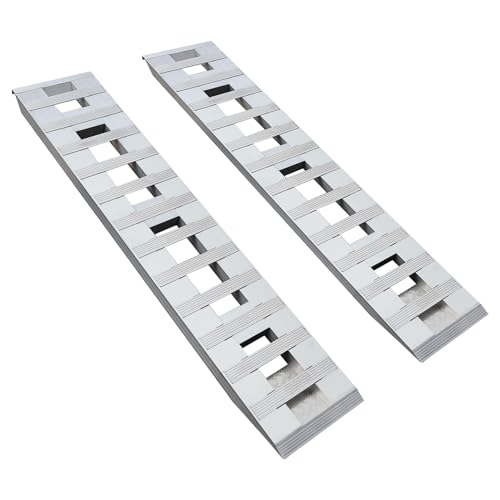 2pcs 6800lbs 6 ft x 15" Aluminum Trailer Ramps with Top Hook Attaching End & Crossbar Anti-Slip Truck Car Auto Ramp Universal Loading Ramps for Motorcycle, ATV, Bike, Lawn Mower - size: 15”W x 72”L