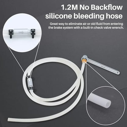 DF DUALFERV Brake Bleeder Wrench Set, 7-12mm 12 Point Brake Fluid Bleeder Kit with Adapter Sockets, including Oil Drain Hose with One-Way Flow Fitting, Brake Bleeding Tool for Car, Truck, Motorcycle