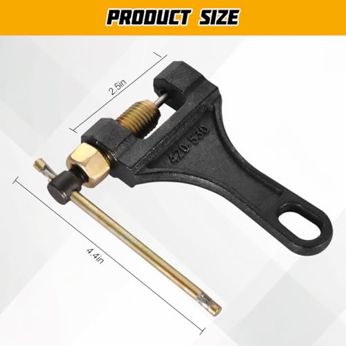 Motorcycle Chain Breaker Tool, # 420-530 Roller Chain Link Removal Repair Tool, Heavy Duty Motorbike Pin Link Riveting Splitter, Compatible with ATV Dirt Bike Scooter