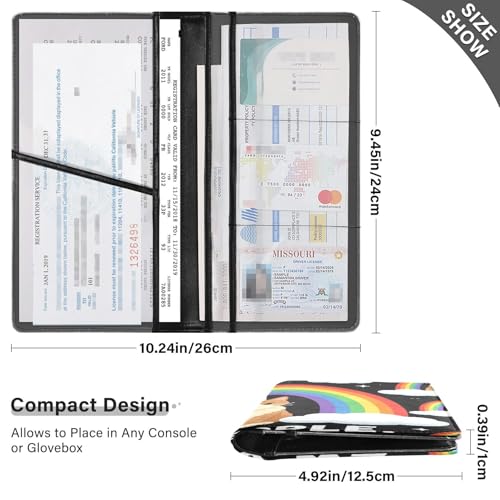 GuoChe Pu Leather Registration and Insurance Card Holder Men Women Document Wallet for any Car, Truck, Motorcycle, Trailer or Boat Rainbow Maine Coon Ew People Fantasy Creature Cat - color: 24