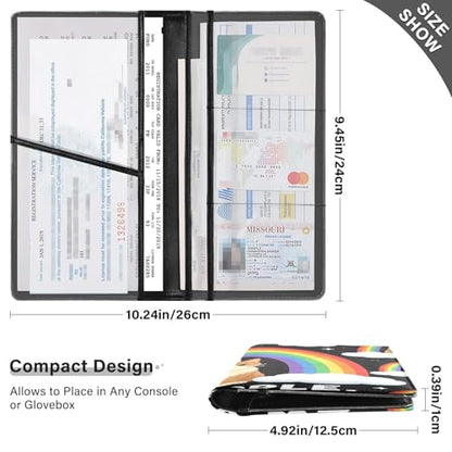 GuoChe Pu Leather Registration and Insurance Card Holder Men Women Document Wallet for any Car, Truck, Motorcycle, Trailer or Boat Rainbow Maine Coon Ew People Fantasy Creature Cat - color: 24