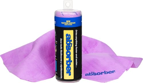 CleanTools The Absorber® Small 17-Inch x 13-Inch, Textured Surface - Synthetic Premium Drying Chamois Cloth for Cars & Bikes - Super Absorbent, Scratch-Free & Machine-Washable (Purple) - color: Purple