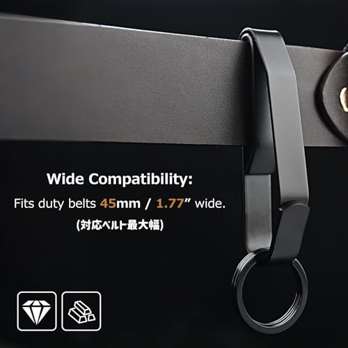 Azarxis Tactical Molle Key Ring Gear Clip Keychain Keeper Belt Hanging 360 Degrees Rotate Hook Holder - color: #01 Black - Single Side - 2 Pack