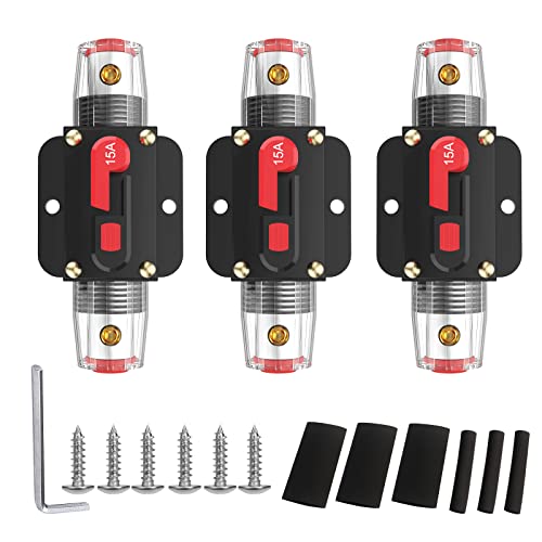 Circuit Breaker Switch 15A Waterproof Fuse Inline Holder Resettable Fuse Manual Reset 12V-48V DC for Car Audio Sound Amplifier System RV Home Marine Boat Truck - style: 15A