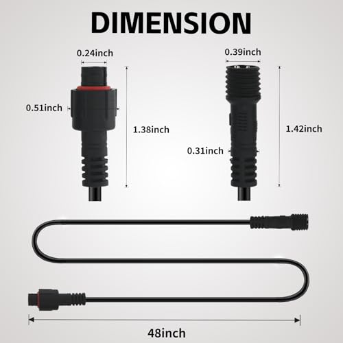 4 PCS 4FT 3 Pin Full Angle RGB Rock Light Extension Wire, Design for Our Brand's Neon Light Kits, Other Brands Must Meet Length of the Male Plug is 0.24 Inches and The Female is 0.39 Inches - size: 4pcs 4ft extensions