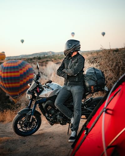 IRON JIA'S Motorcycle Dry Bag - Waterproof Duffle & Luggage Tail Bag Saddle Bags with Roll Top Closure, Shoulder Straps, Inner Pocket and Mesh Pocket (Carbon Fiber, 30L) - color: Carbon Fiber, size: 30L