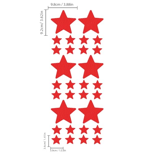 30pcs Star Vinyl Decal for Cars, High Intensity Reflective DIY Stickers for Window Bumper Mirror Laptop Decals Waterproof Night Safety Sign Car Stickers (Red) - color: Red