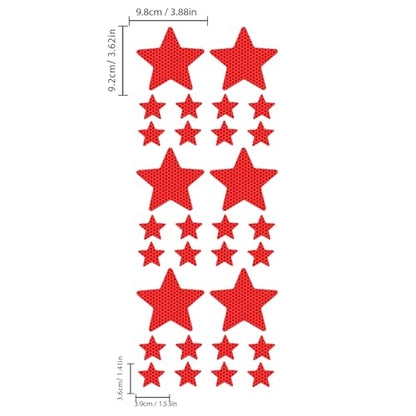 30pcs Star Vinyl Decal for Cars, High Intensity Reflective DIY Stickers for Window Bumper Mirror Laptop Decals Waterproof Night Safety Sign Car Stickers (Red) - color: Red