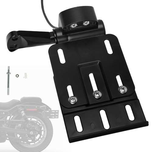 Rear Side License Plate Bracket Holder w/LED Light for Harley Sportster XL883, XL1200, Dyna Low Rider FXDLS, Street Bob FXDB 2004-2020 Black - color: Style A-Black