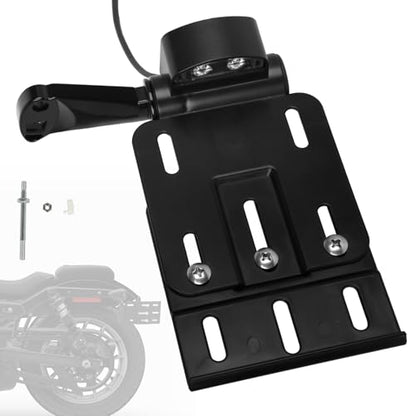 Rear Side License Plate Bracket Holder w/LED Light for Harley Sportster XL883, XL1200, Dyna Low Rider FXDLS, Street Bob FXDB 2004-2020 Black - color: Style A-Black