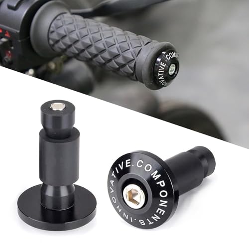 2 PCS Motorcycle Street Bike 7/8" Handlebar Grips Bar End Plugs, Universal Handle Bar End Weights Handlebar Grips Cap, Modified Handlebar Plug, for Most Motorcycles (Black)